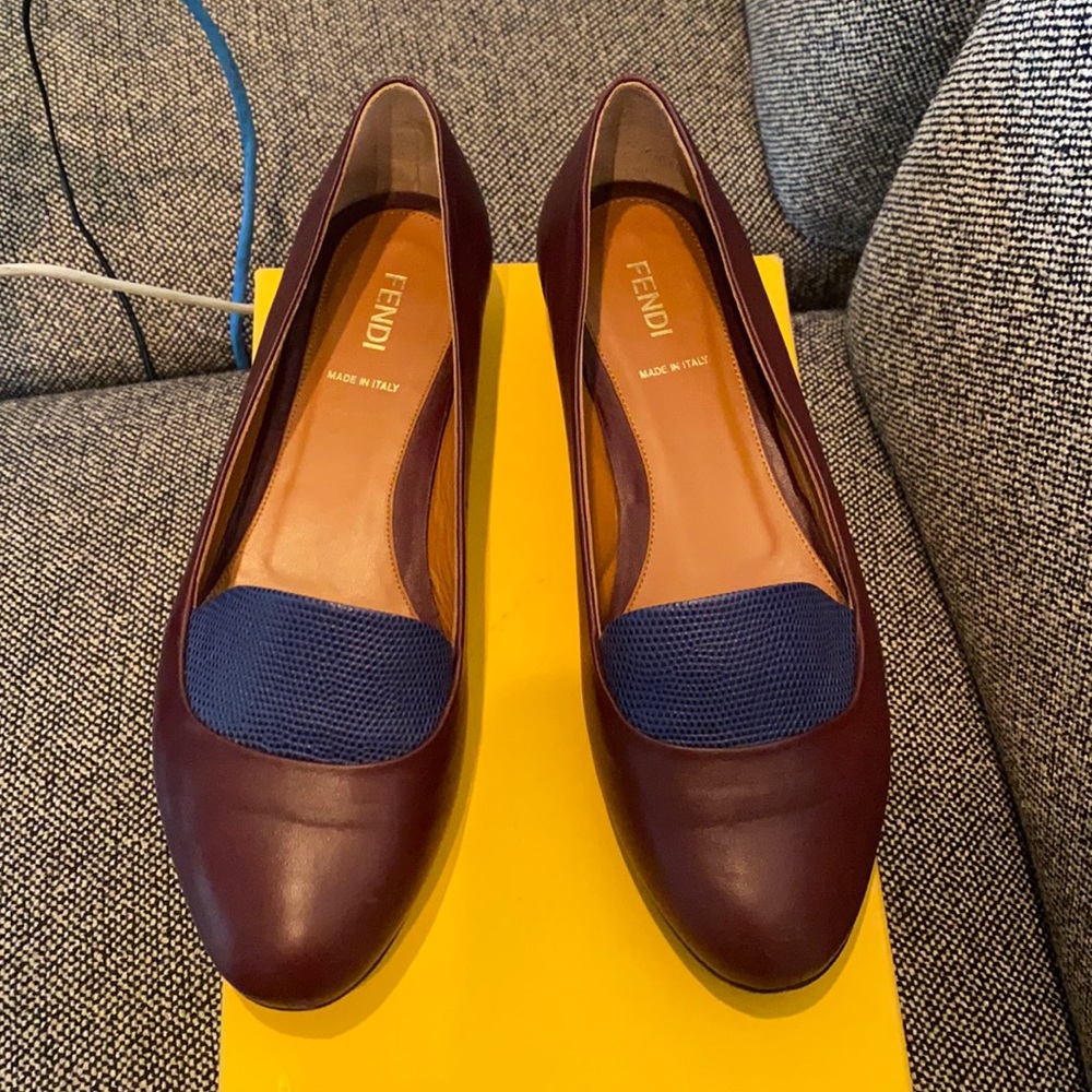 COPY - Fendi Ballerina Nappa Flats Leather & Blue Lizard just like New!!!